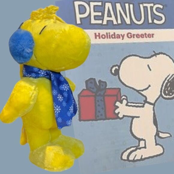 Peanuts Woodstock Snowflake Scarf Headphones Standing Plush 19” - Picture 7 of 16
